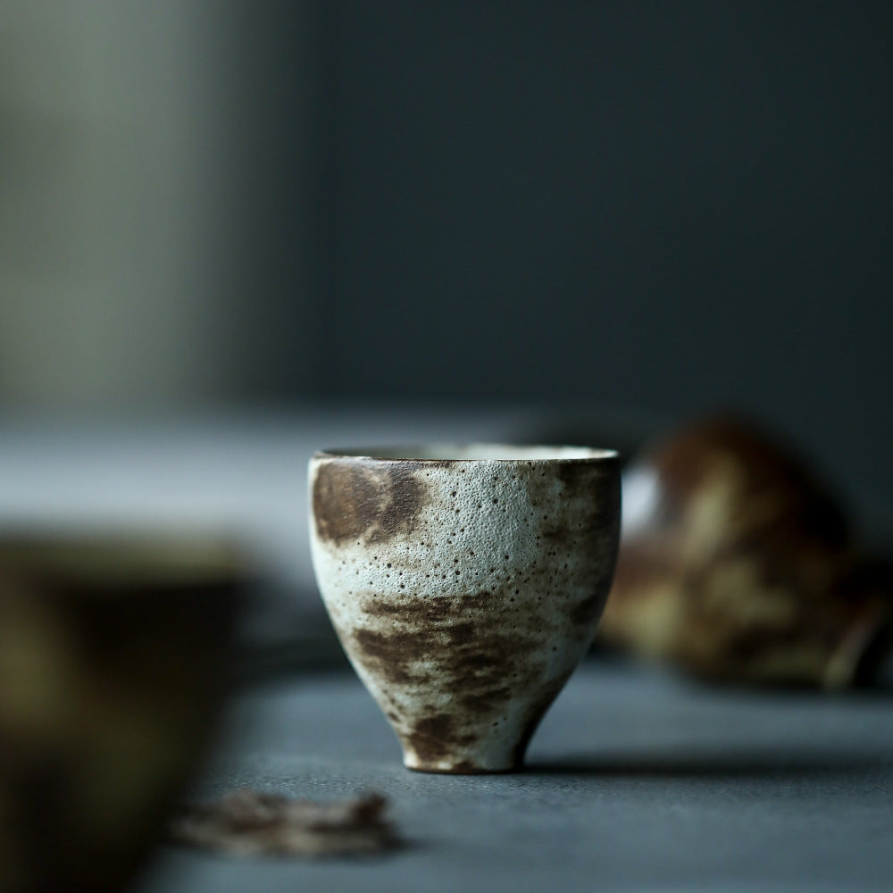 Gohobi Handmade Wood-fired Brown Ceramic Tea Cup (Tall version)