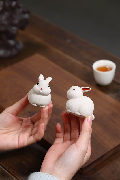 Gohobi Yixing Purple Clay Rabbit Tea Pet – Handmade Zodiac Bunny Tea Table Ornament