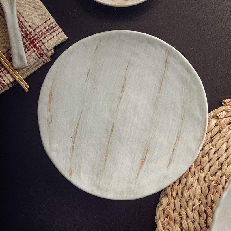 Jinxiu 2025 peint à l'aneth, nouvelle assiette de légumes sautés au feu de bois de 7,7 pouces, assiette plate pour la maison, hôtel, restaurant, assiette de cuisine occidentale commerciale