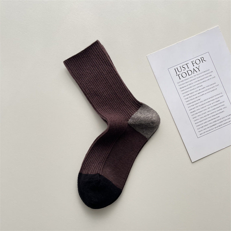 Gohobi Winter Wool Ribbed Colorblock Socks