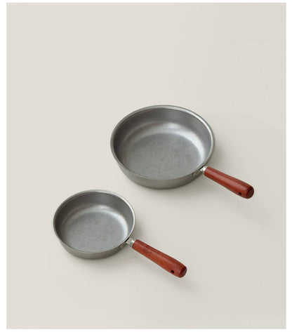 Gohobi Retro Stainless Steel Mini Frying Pan with Wooden Handle