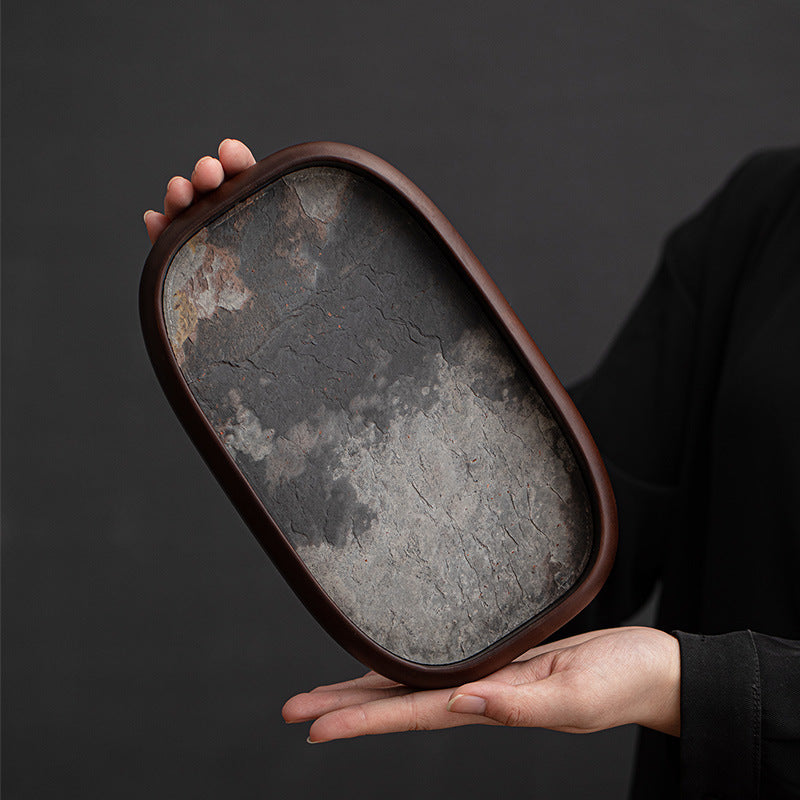 Gohobi Rock Surface Oval Tea Tray