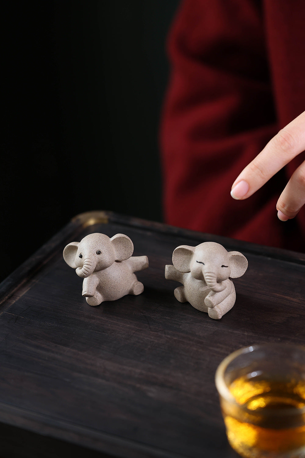 Gohobi Yixing Purple Clay Love Elephant Tea Pet – Handmade Lucky Ornament