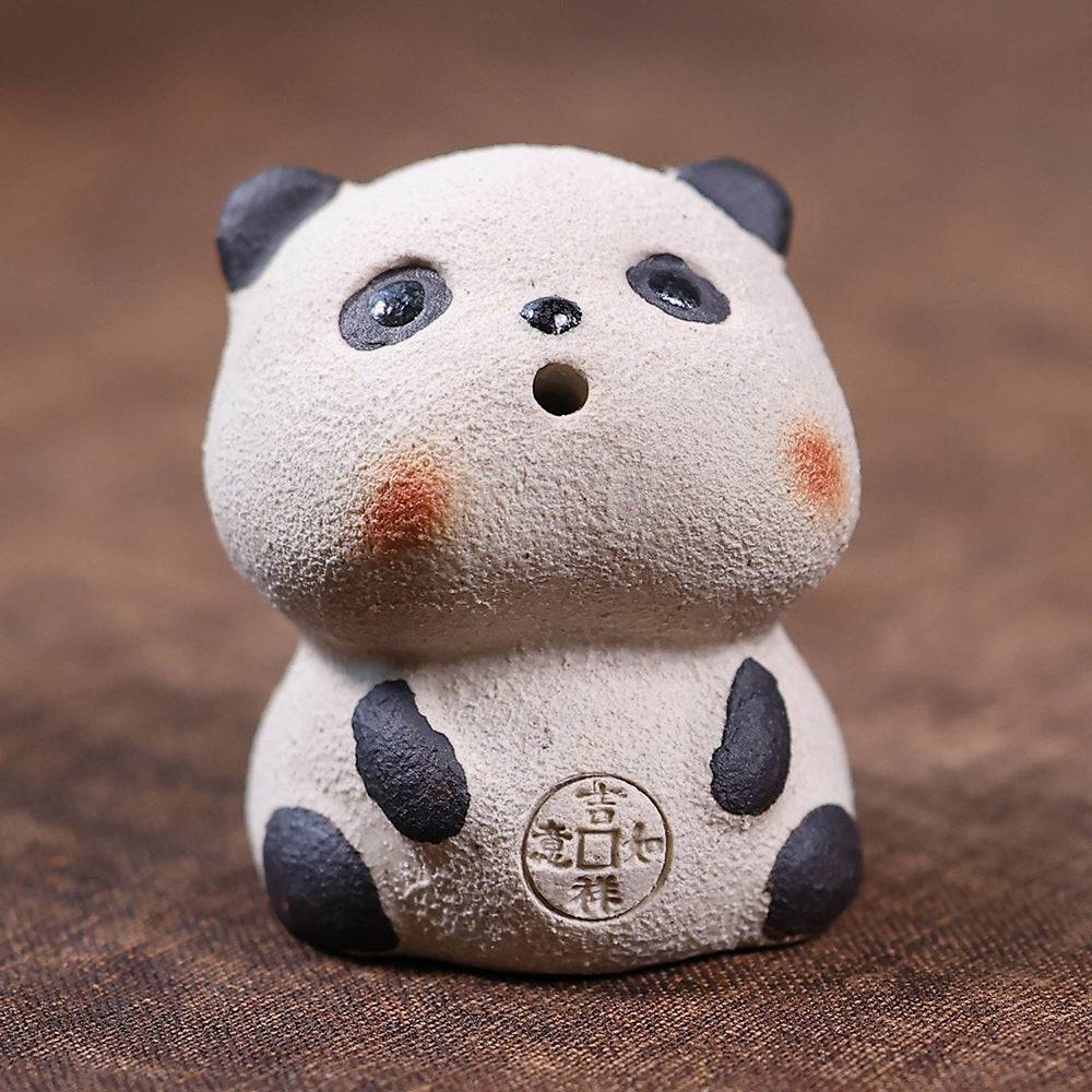 Gohobi Yixing Purple Clay Panda Tea Pet – Incense Holder and Lid Rest