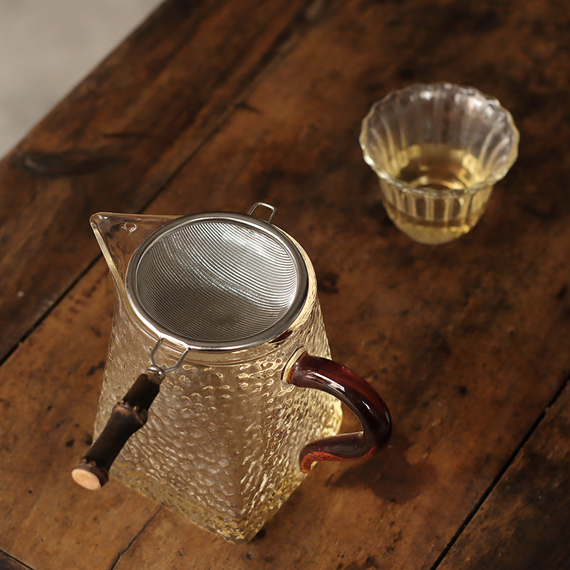 Gohobi New Purple Bamboo Handle Stainless Steel Tea Strainer