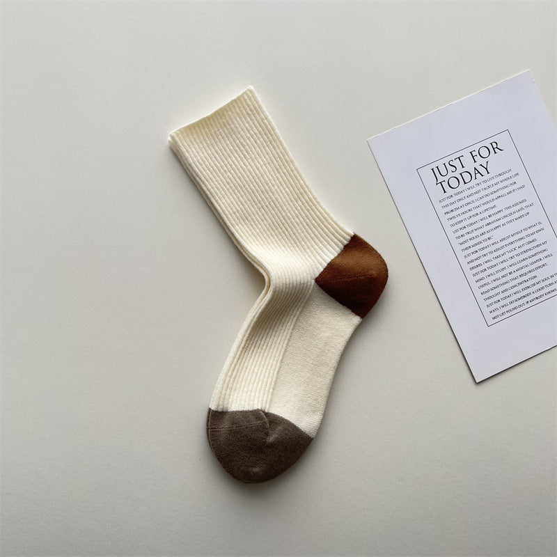Gohobi Winter Wool Ribbed Colorblock Socks