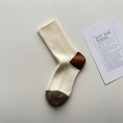 Gohobi Winter Wool Ribbed Colorblock Socks