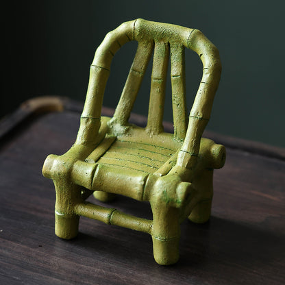 Gohobi Yixing Purple Clay Bamboo Rocking Chair Tea Pet – Handmade Tea Table Ornament