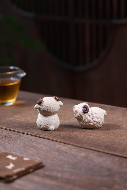 Gohobi Yixing Purple Clay Sheep Tea Pet – Handmade Sanyang Kaitai Ornament