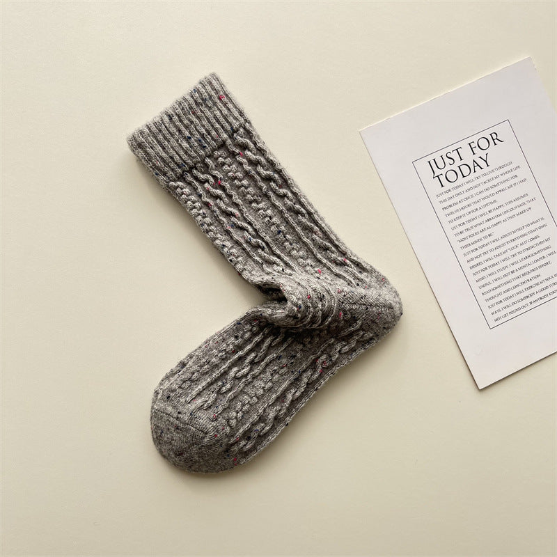Gohobi Cable Knit Wool Mid-Calf Socks