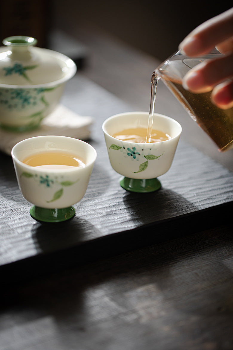 Gohobi Hand-Painted Hydrangea Ceramic Tea Cup