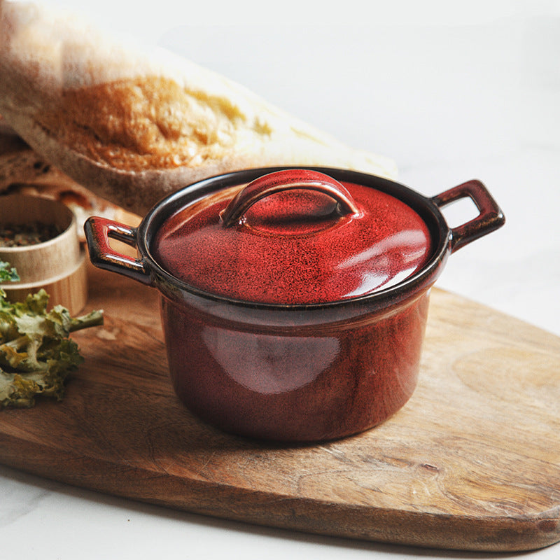 Gohobi Glaze Double-Handled Stew Pot