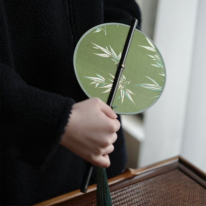 Gohobi Song Dynasty Style Round Hand Fan – Chinese Bamboo Handle Fan