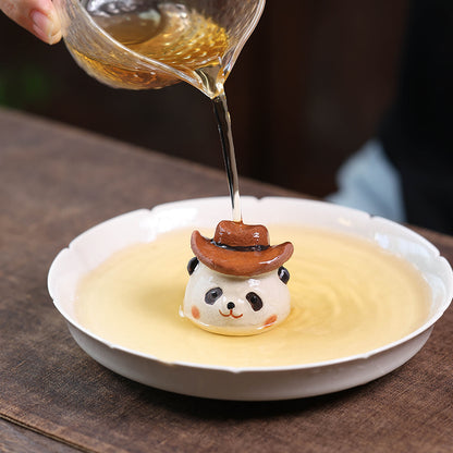 Gohobi Yixing Purple Clay Giant Panda Tea Pet – Handmade Tea Table Ornament