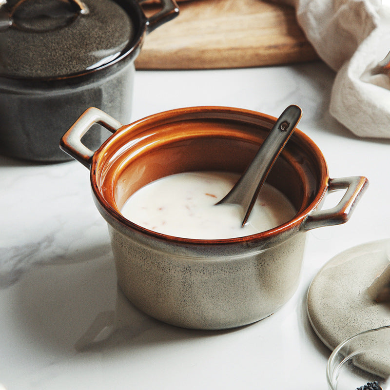 Gohobi Glaze Double-Handled Stew Pot