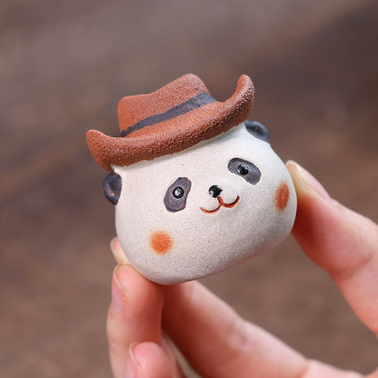 Gohobi Yixing Purple Clay Giant Panda Tea Pet – Handmade Tea Table Ornament
