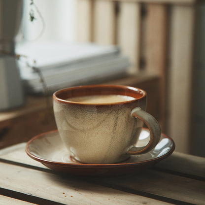 Gohobi Vintage Kiln-Change Ceramic Coffee Cup and Saucer Set