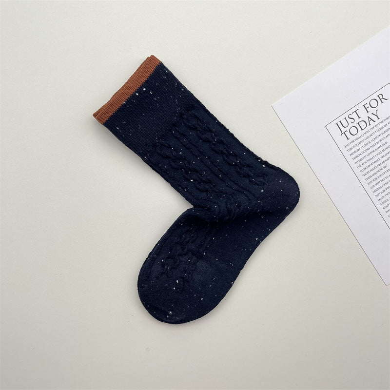 Gohobi Korean Speckled Cable Knit Cotton Socks