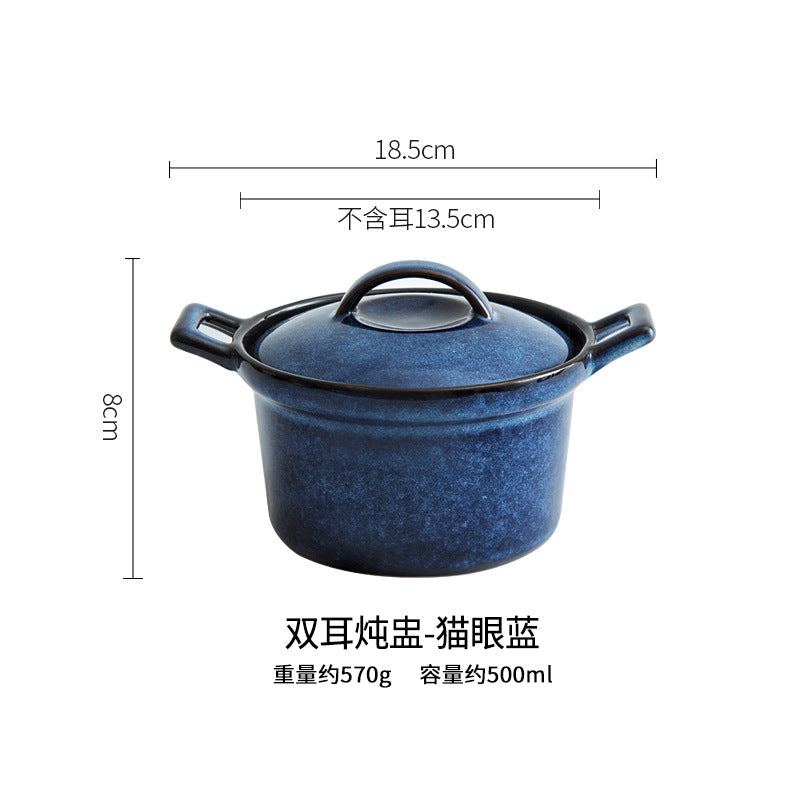 Gohobi Glaze Double-Handled Stew Pot