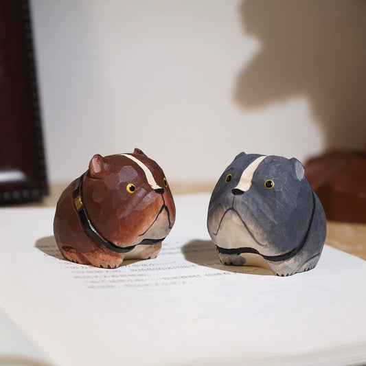 Gohobi Hand-Carved Wooden Puppy Figurine