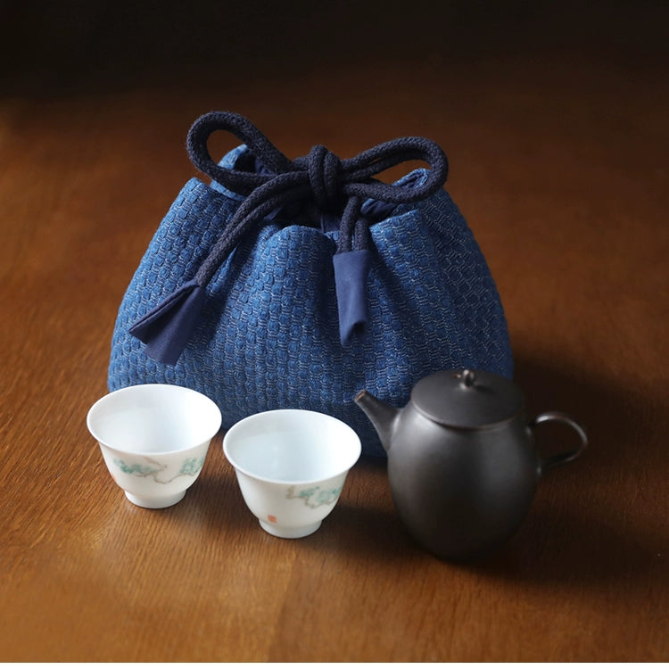 Gohobi Denim Medium Teaware Storage Travel Bag