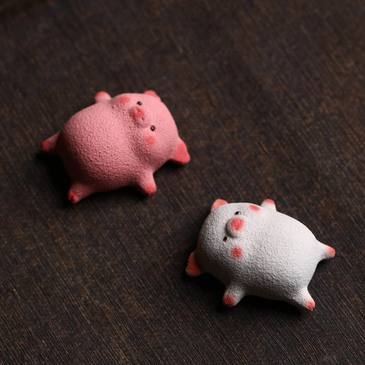 Gohobi Yixing Purple Clay Twelve Zodiac Pig Tea Pet – Handmade Sleeping Pig Ornament