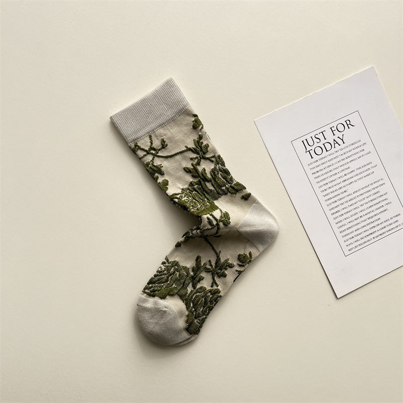 Gohobi Vintage Botanical Embossed Cotton Socks