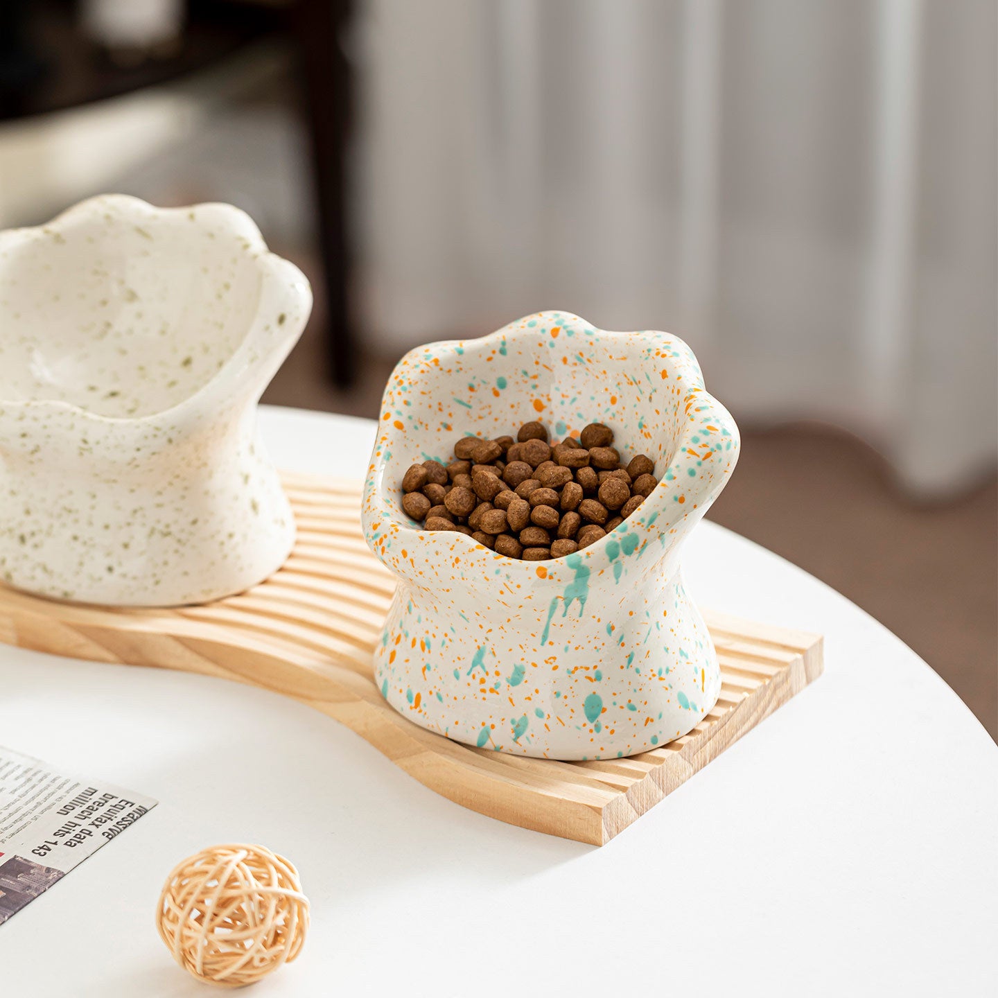 Gohobi Cat Paw Raised Ceramic Pet Bowl
