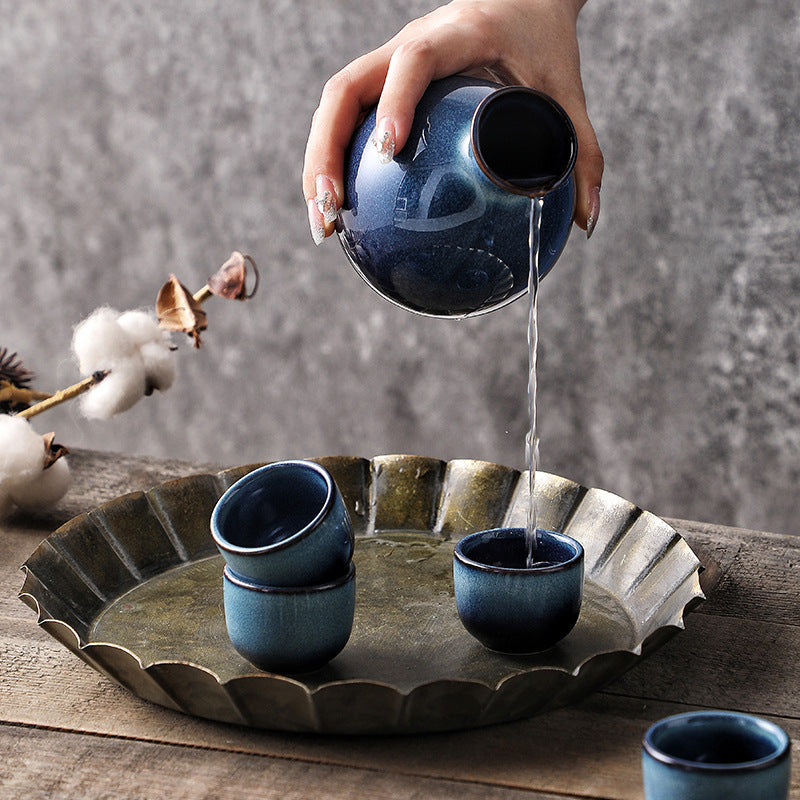 Gohobi Cat’s Eye Blue Ceramic Sake Set