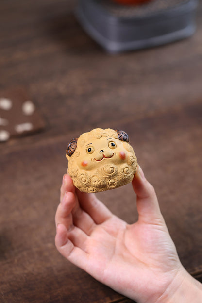 Gohobi Yixing Purple Clay Sheep Tea Pet – Handmade Sanyang Kaitai Ornament