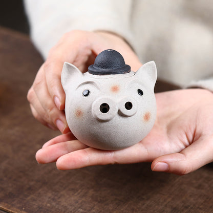 Gohobi Yixing Purple Clay Pig Head Teapot – Handmade Cute Pig Teapot