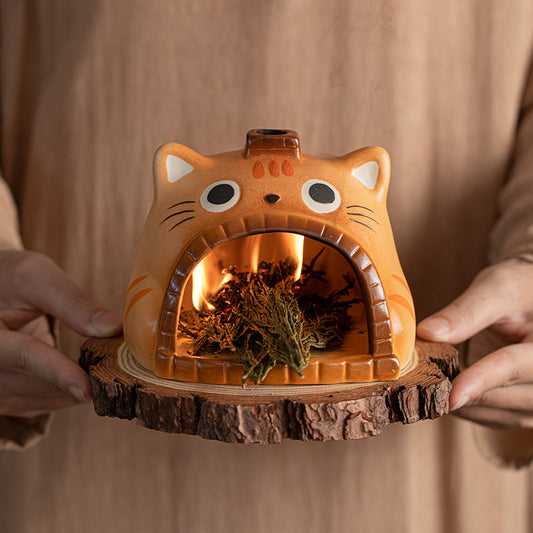 Gohobi Cute Cat Ceramic Aromatherapy Fireplace Burner