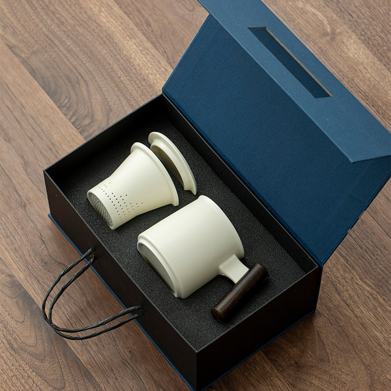 Gohobi Ceramic Office Mug with Infuser and Lid