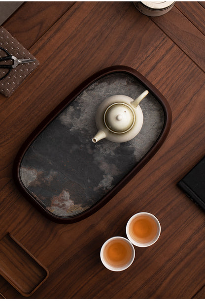Gohobi Rock Surface Oval Tea Tray