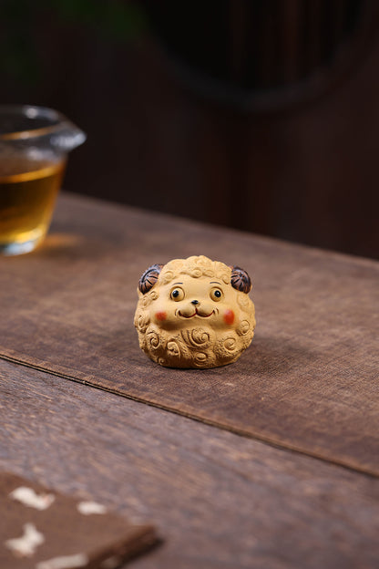 Gohobi Yixing Purple Clay Sheep Tea Pet – Handmade Sanyang Kaitai Ornament