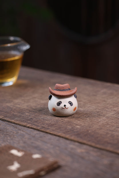 Gohobi Yixing Purple Clay Giant Panda Tea Pet – Handmade Tea Table Ornament
