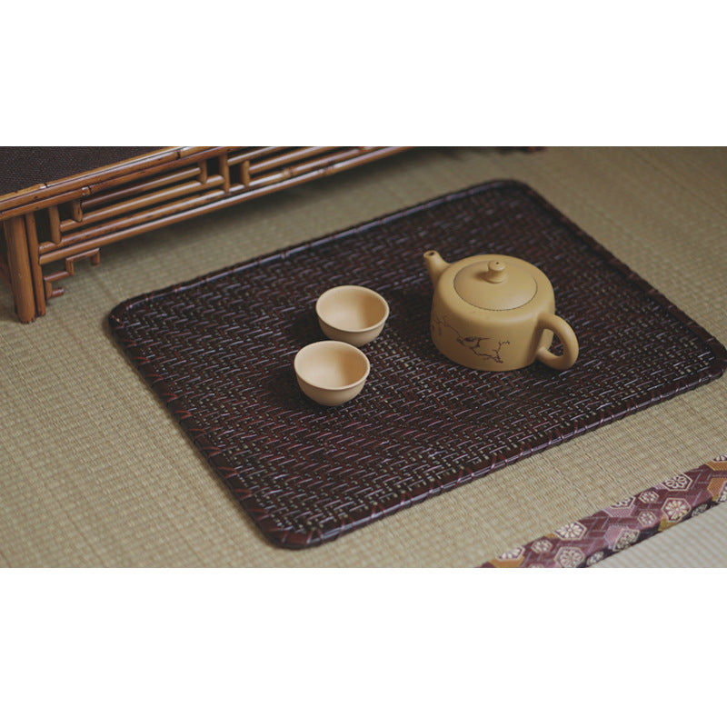Gohobi Handmade Lacquered Bamboo Woven Tea Mat