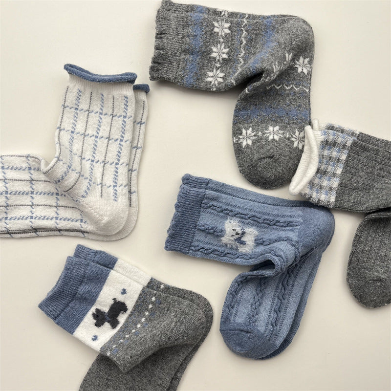 Gohobi Blue-Grey Puppy Wool Socks