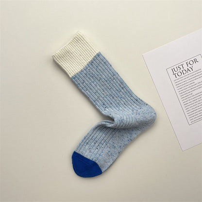Gohobi Contrast Wool-Blend Thick Knit Socks