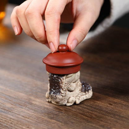 Gohobi Yixing Purple Clay Crocodile Tea Pet – Handmade Wealth Guardian Tea Table Ornament
