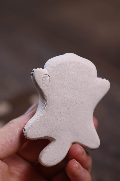 Gohobi Yixing Purple Clay Sleeping Cat Tea Pet – Handmade Lucky Cat Ornament