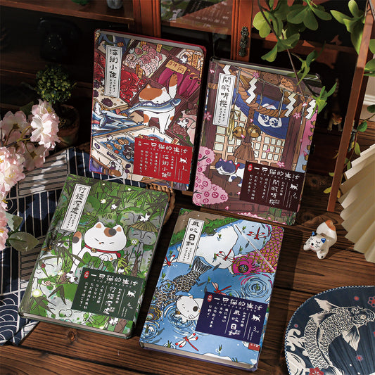 Gohobi Japanese Cat Notebook – A5 Monthly Planner Pocket Diary (4 Styles)