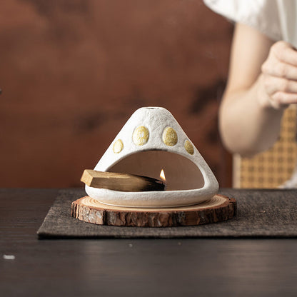 Gohobi Black & White Golden Mountain Ceramic Aromatherapy Fireplace Burner