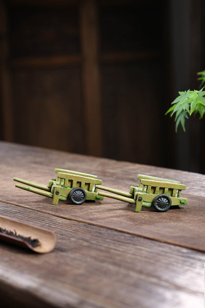 Gohobi Yixing Purple Clay Bamboo Trolley Tea Pet – Handmade Tea Table Ornament
