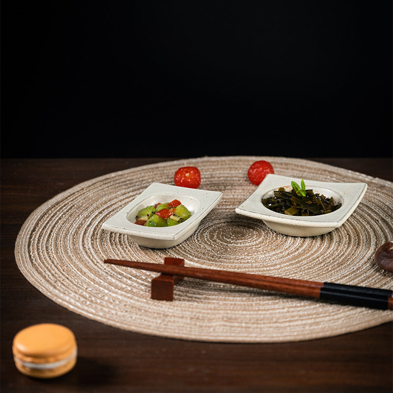 Gohobi Japanese Vintage Jingdezhen Coarse Pottery Square Condiment Dish