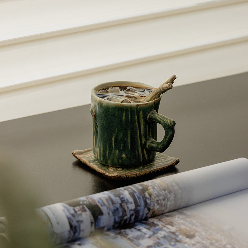 Gohobi Rustic Ceramic Coffee Cup & Saucer Set