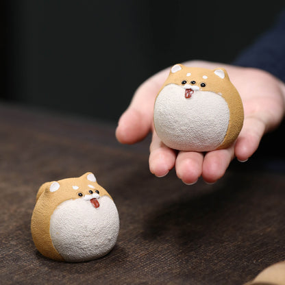 Gohobi Yixing Purple Clay Shiba Inu Tea Pet – Handmade Zodiac Dog Ornament
