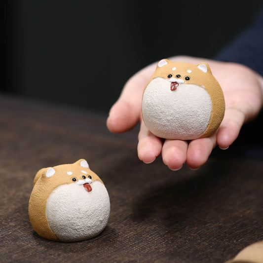 Gohobi Yixing Purple Clay Shiba Inu Tea Pet – Handmade Zodiac Dog Ornament
