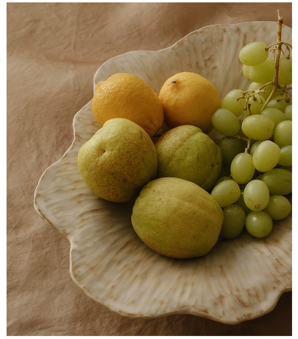 Gohobi French Petal-Shaped Coarse Ceramic Deep Plate