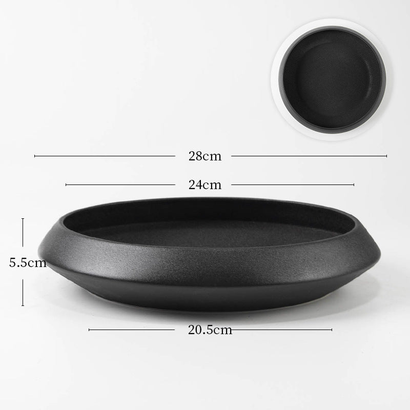 ohobi Frosted Ceramic Ikebana Bowl – Large Zen Flower Arrangement Water Plate